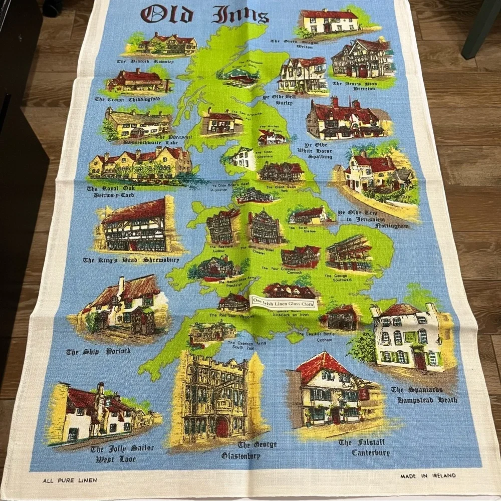 Vintage Irish Linen Tea Towels Souvenirs Set of 9 London Scotland Edinburgh